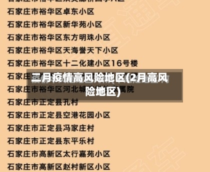 二月疫情高风险地区(2月高风险地区)