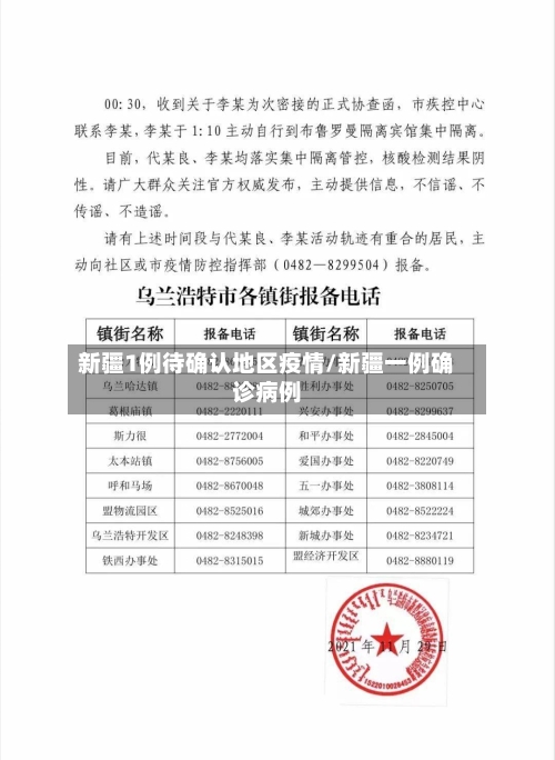 新疆1例待确认地区疫情/新疆一例确诊病例