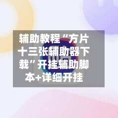 辅助教程“方片十三张辅助器下载”开挂辅助脚本+详细开挂