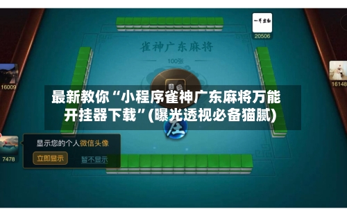 最新教你“小程序雀神广东麻将万能开挂器下载”(曝光透视必备猫腻)-第3张图片