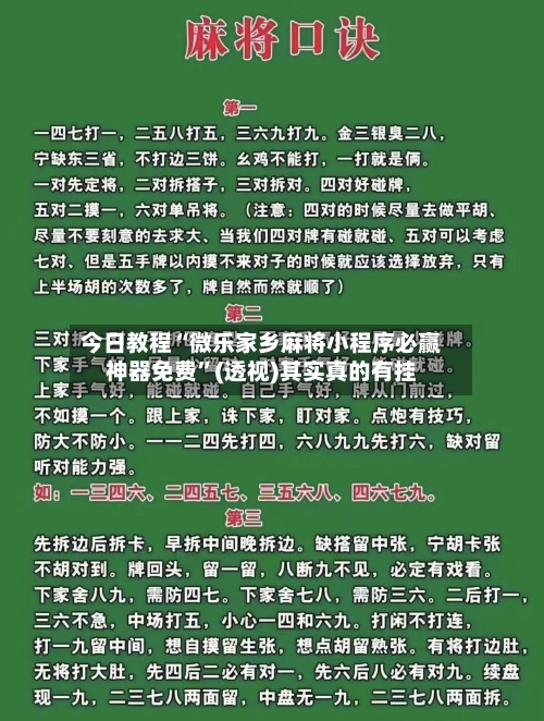 今日教程“微乐家乡麻将小程序必赢神器免费	”(透视)其实真的有挂-第2张图片