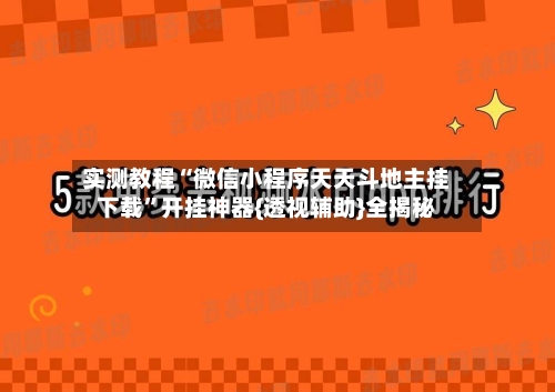 实测教程“微信小程序天天斗地主挂下载	”开挂神器{透视辅助}全揭秘-第2张图片