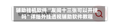 辅助挂机软件“友间十三张可以开挂吗”详细外挂透视辅助软件教程-第2张图片