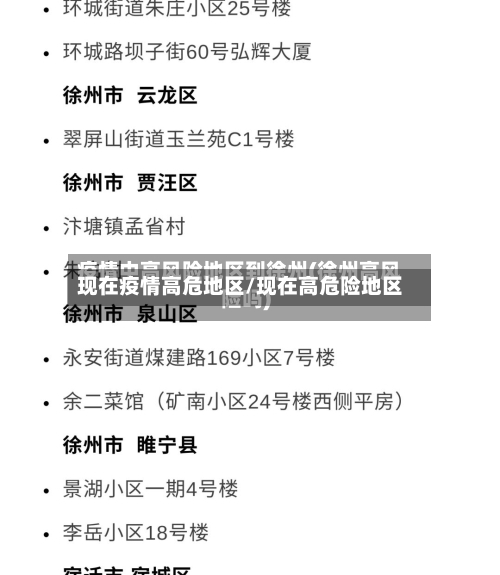 现在疫情高危地区/现在高危险地区
